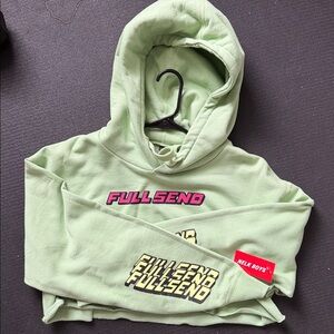 Full Send Light Green Cropped Hoodie
